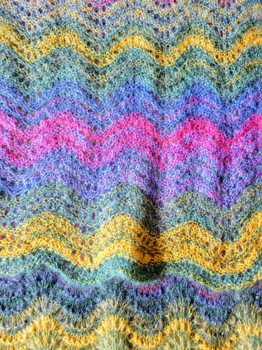 Vintage Handmade Mohair Lap Blanket